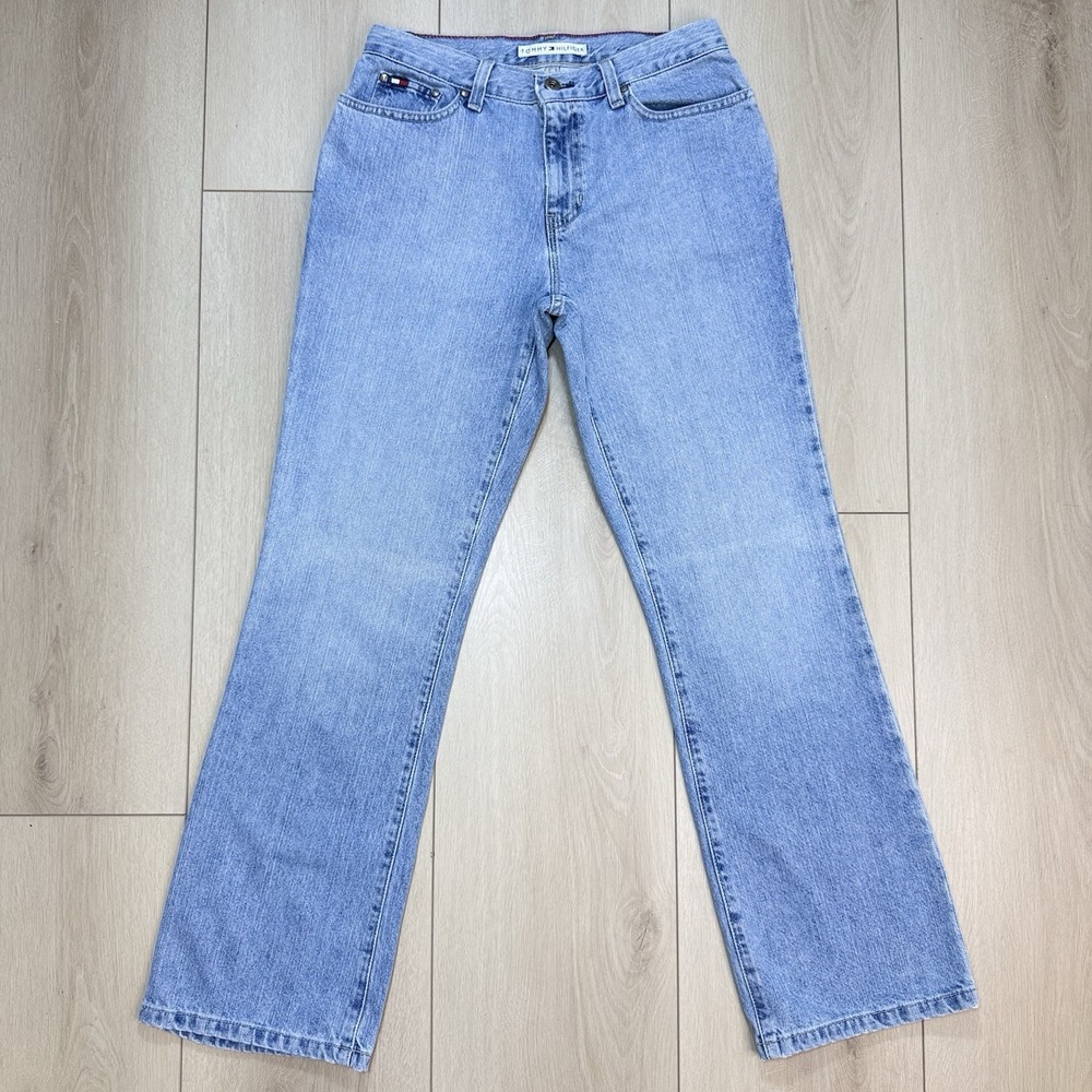 VTG Y2K Tommy Hilfiger Straight Leg Jeans Womens Size 2 27x30 Light Wash 90s USA